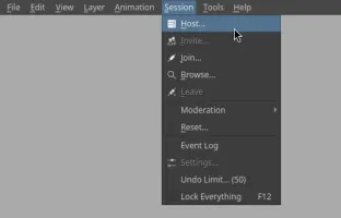 Hosting an already opened canvas from the Session menu