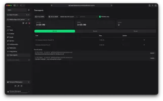 Time tracking screen