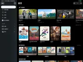 Home screen on iPad with sidebar, Up Next, and favorites