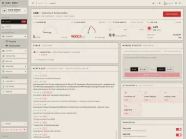 Admin — Dash panel showing live status, queue, booth log