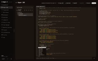 The Hyper IDE file editor screen of the Magic dashboard