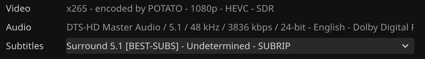 Track names before metadata cleanup