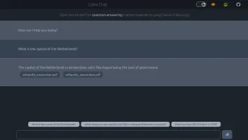 Libre Chat web UI in dark mode