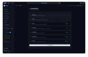 Monitor creation form with filters