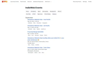 Meetable home page showing list of upcoming events