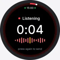 StopWatch listening screen with red ring filling toward 110-second limit