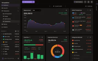 MoneyMatter dashboard in dark mode
