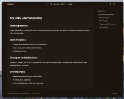 Desktop dark theme diary editor
