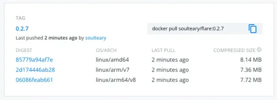 Docker image size showing under 10MB