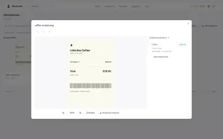 Receipt preview with complete controls