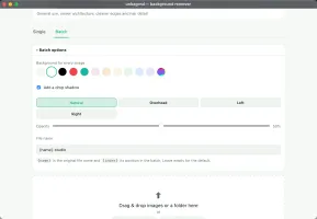 unbagrnd batch options: background color, drop shadow, file name template