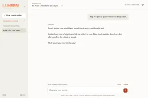 Bundled browser chat interface with example conversation