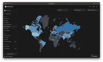 Geography insights with visitor distribution by country