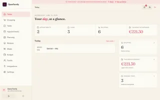 OpenFamily dashboard overview
