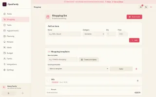 Shopping list with store mode