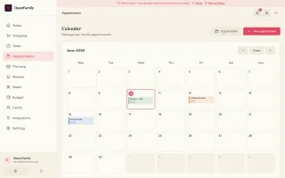 Monthly calendar view