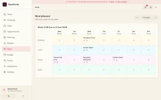 Weekly meal planner