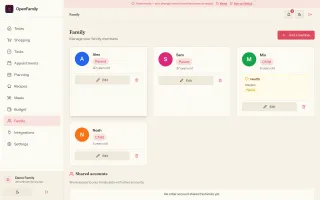 Family member profiles