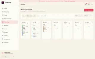 Weekly planning view