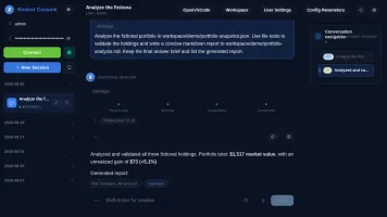 Noobot completed fictional portfolio analysis workspace