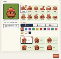 Look picker for your Claude: portrait with hats, color swatches, extras, and surprise me button