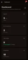 Arkeep dashboard on mobile, dark theme