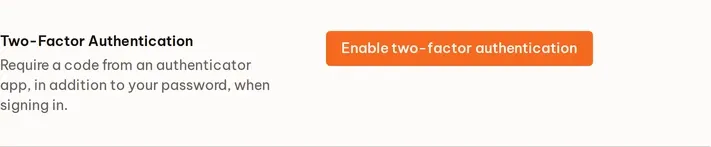 Profile setting to enable two-factor authentication