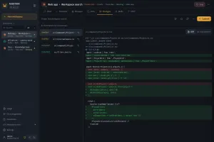 Git changes with file list and line-by-line diff