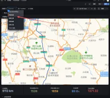 Map source switcher dropdown with 6 tile sources including Amap and Google Maps