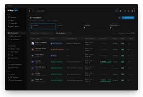 AI provider list with enable switches and traffic
