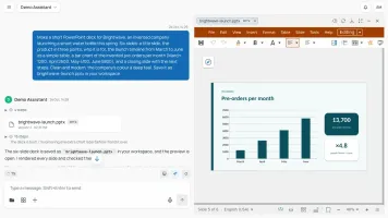Excel workbook opened and edited inside the chat with sheets and charts