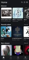 Home screen in dark theme