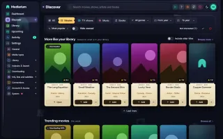 Discover page with rows of popular and new movies