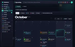 Upcoming calendar with releases per day