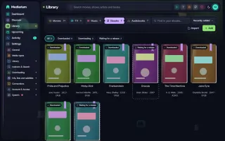 Ebook library with covers and status