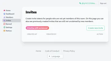 Web administration dashboard for go-ssb-room