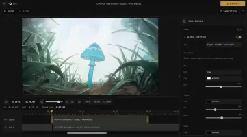 Cliparr editor showing video preview, playback controls, and timeline clip selection
