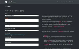 Agent instance settings: name, schedule and message sources