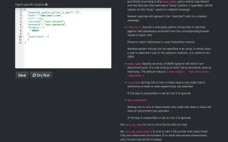 Editing an agent's options as a JSON document