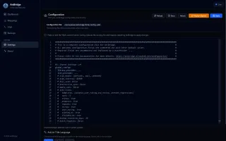 Settings and configuration page
