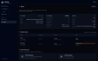 About page with version information
