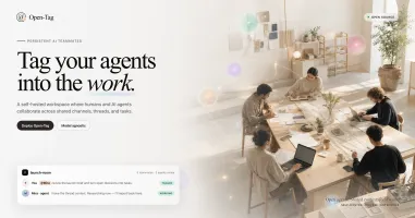 open-tag hero image showing the open-source workspace for human and AI agent teams