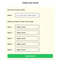 Funnel creation form with step selection