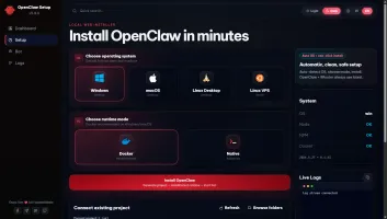 OpenClaw Setup main dashboard