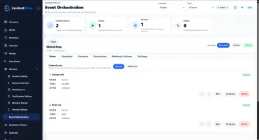 Global orchestration page showing shared ordered event processing rules