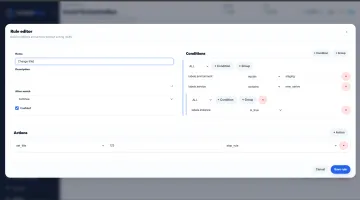 Global rule editor with nested conditions and actions