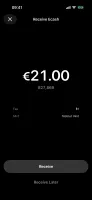 Receive ecash screen with QR code (dark mode)