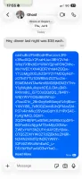 iMessage thread showing Cashu token sent via chat (light mode)