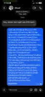 iMessage thread showing Cashu token sent via chat (dark mode)