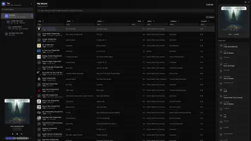 Main three-panel interface showing folder tree, song list, and metadata editor